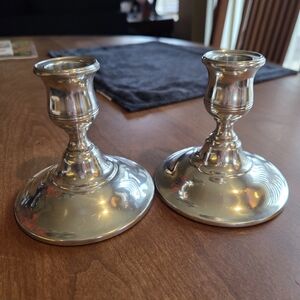 Stieff Pewter Candlestick Holders Weighted With Original Stickers